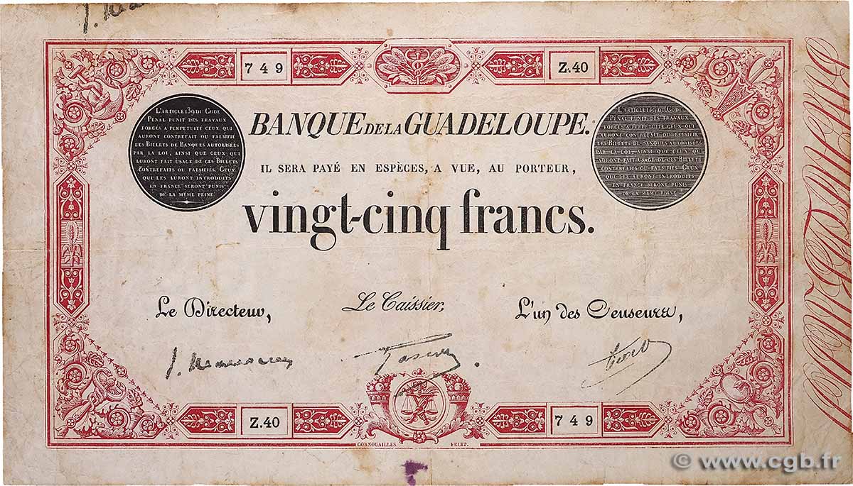 25 Francs rouge GUADELOUPE 1934 P.08 F