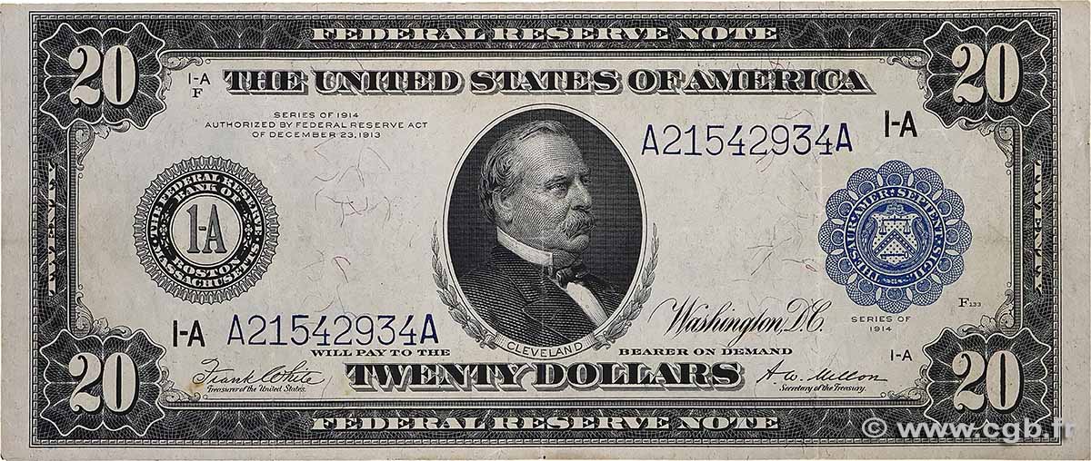 20 Dollars UNITED STATES OF AMERICA Boston 1914 P.361bA VF