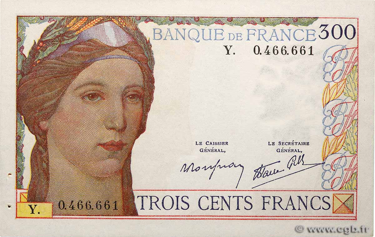 300 Francs FRANCE 1939 F.29.03 pr.SUP