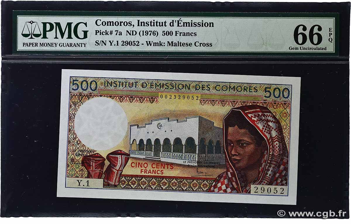 500 Francs COMOROS 1976 P.07a2 UNC