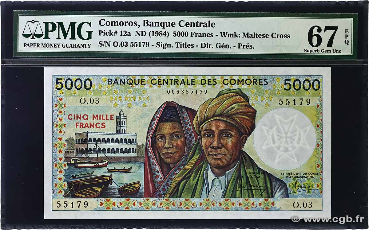 5000 Francs COMOROS 1984 P.12a UNC