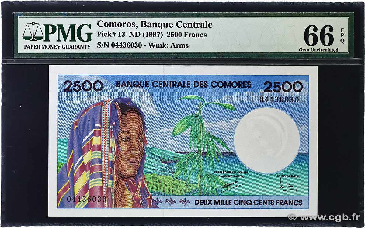 2500 Francs COMORE 1997 P.13 FDC