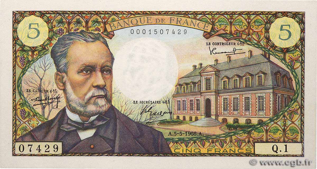 5 Francs PASTEUR FRANKREICH 1966 F.61.01 ST