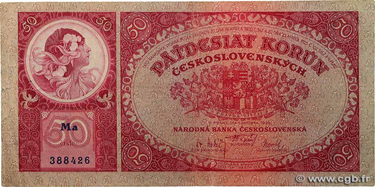 50 Korun CZECHOSLOVAKIA 1929 P.022 F+