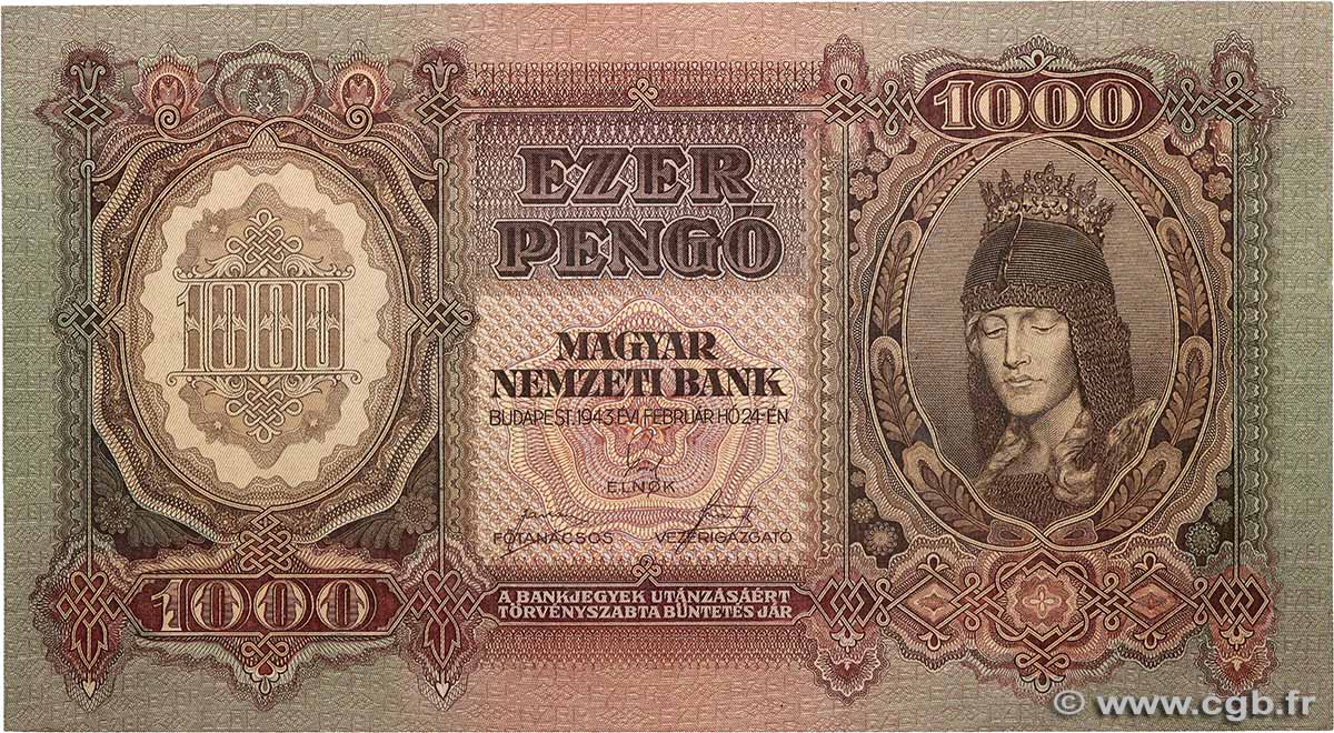 1000 Pengo HONGRIE 1943 P.116 pr.NEUF