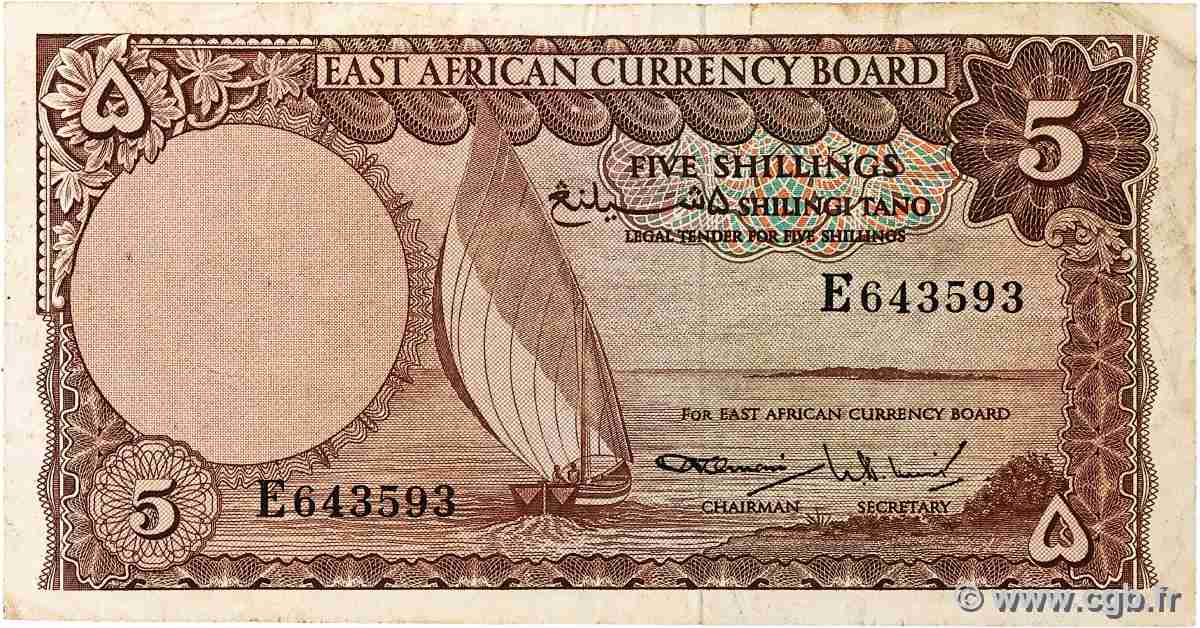 5 Shillings EAST AFRICA (BRITISH) 1964 P.45a F
