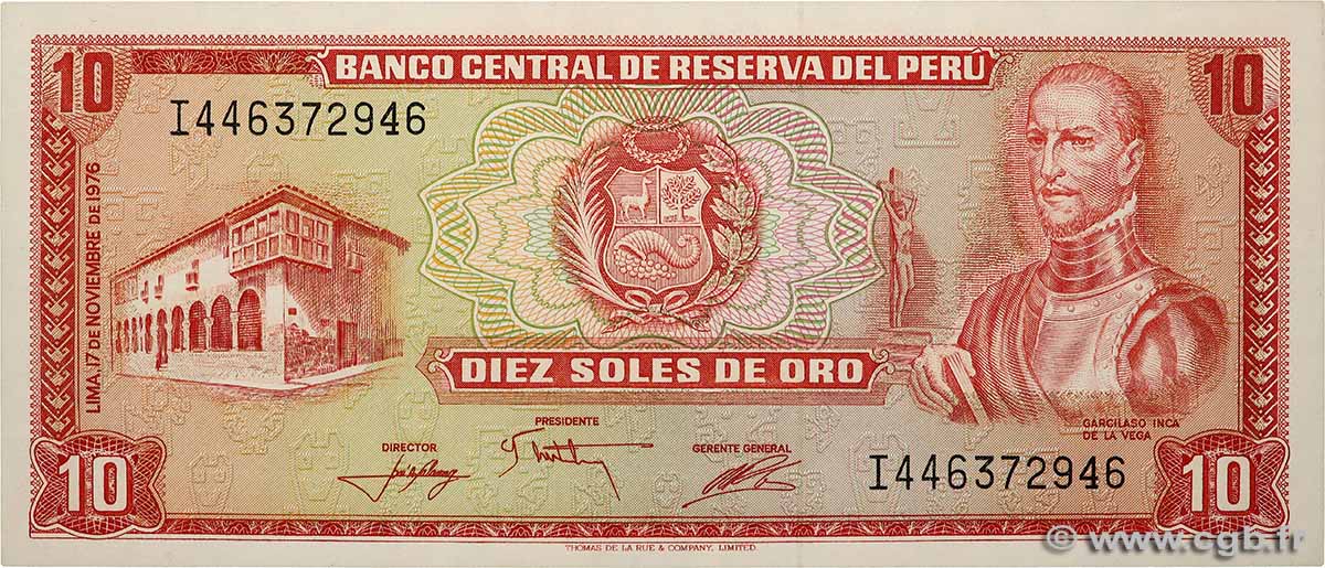 10 Soles de Oro PERU 1976 P.112 UNC