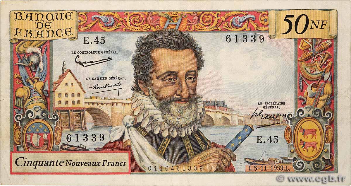 50 Nouveaux Francs HENRI IV FRANKREICH 1959 F.58.04 SS