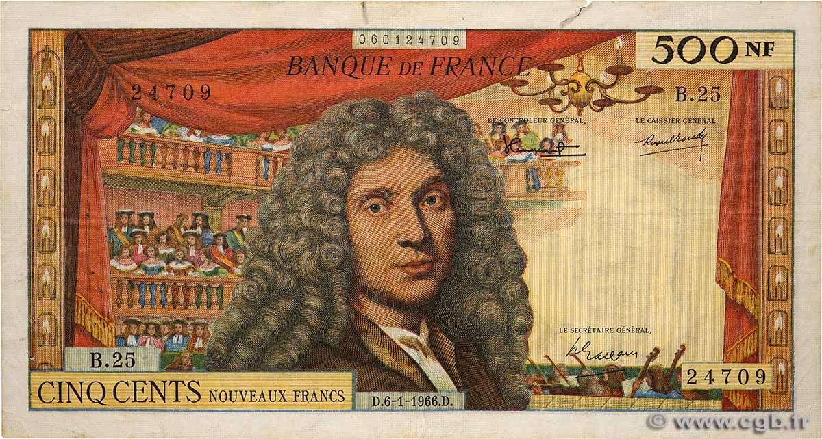 500 Nouveaux Francs MOLIÈRE FRANKREICH 1966 F.60.09 fSS