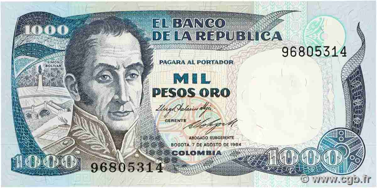 1000 Pesos Oro COLOMBIE 1984 P.424b NEUF