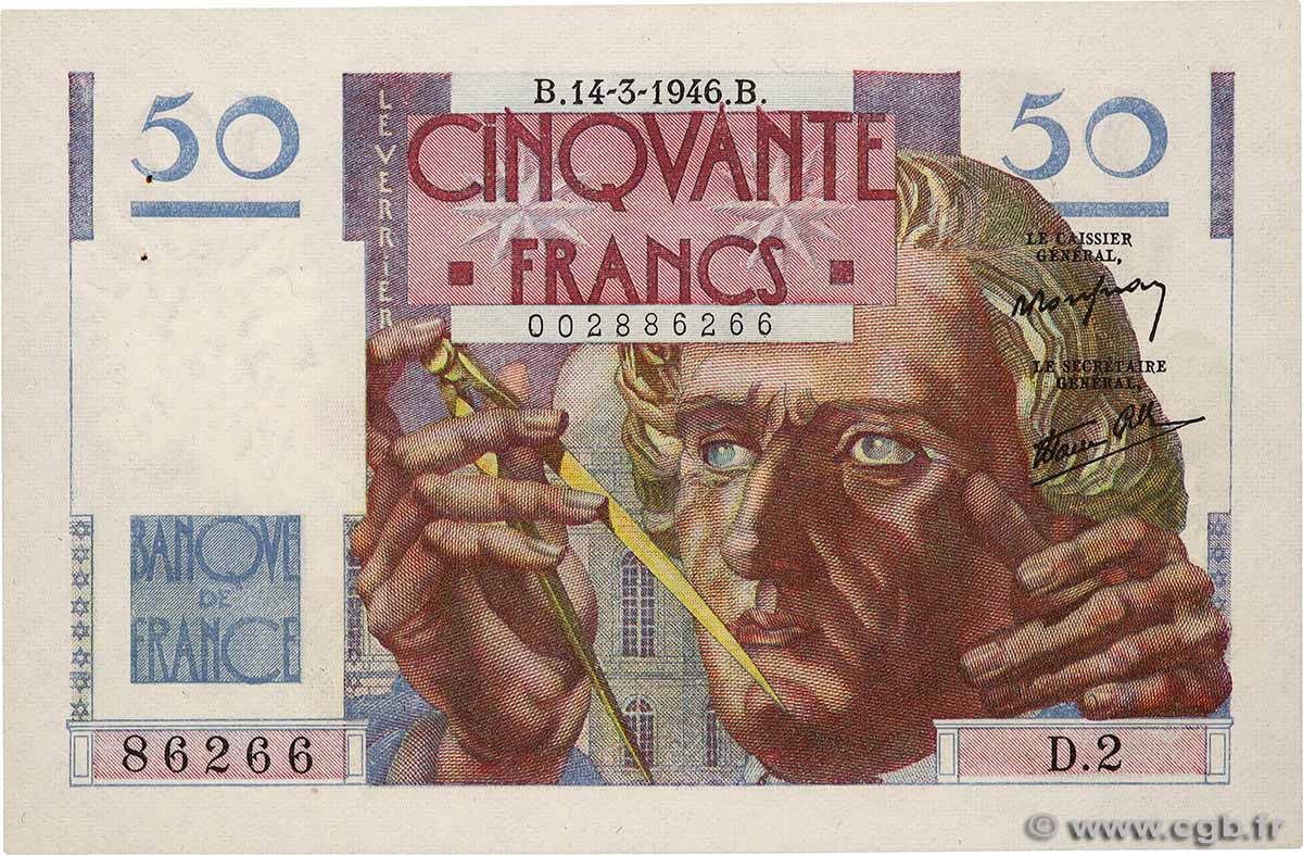 50 Francs LE VERRIER FRANKREICH 1946 F.20.01 fST