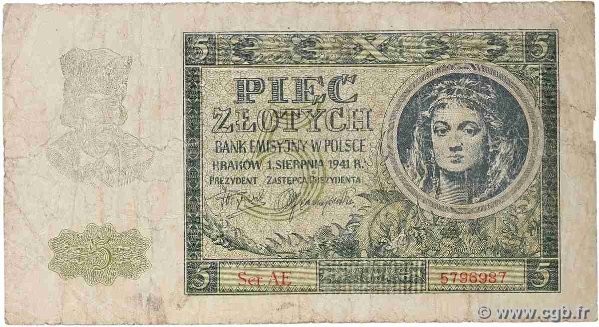 5 Zlotych POLOGNE 1941 P.101 B
