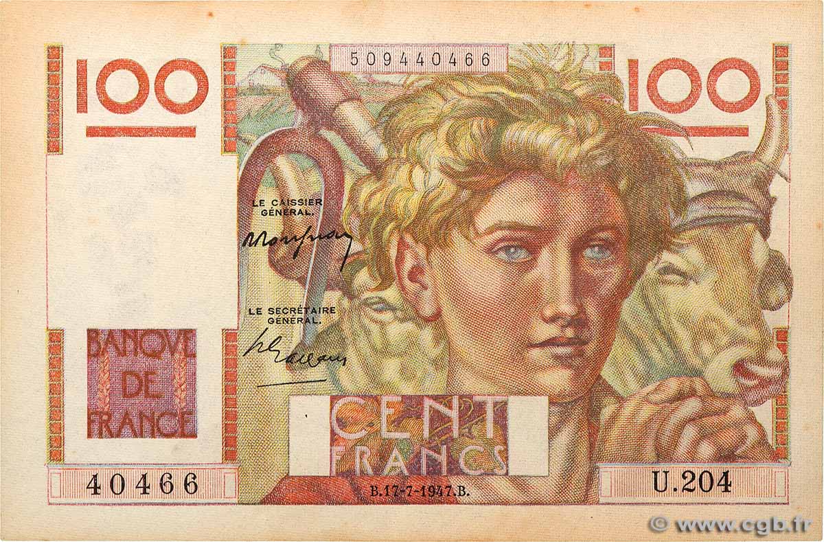 100 Francs JEUNE PAYSAN FRANCE 1947 F.28.15 SPL