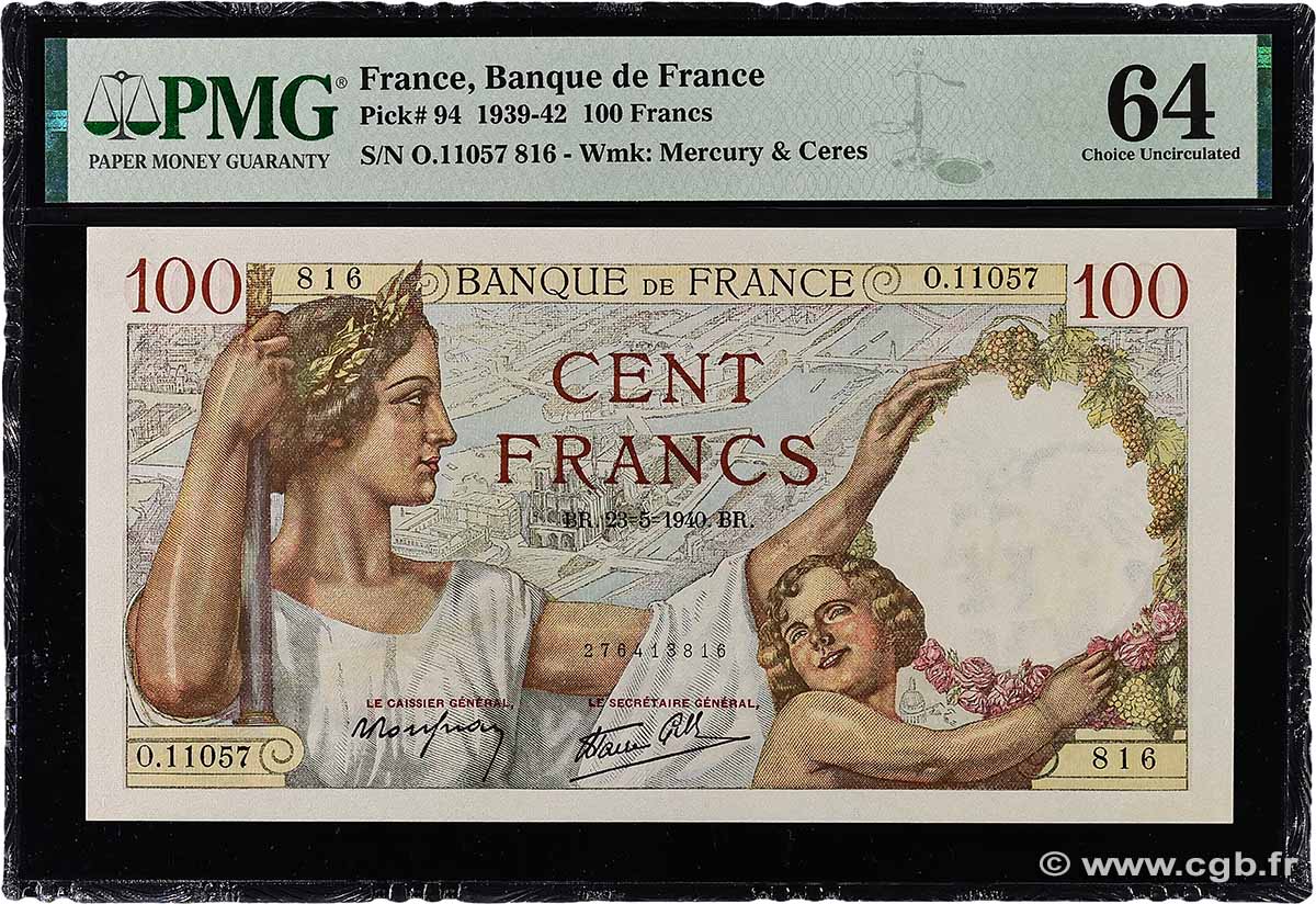 100 Francs SULLY FRANCE 1940 F.26.30 UNC-