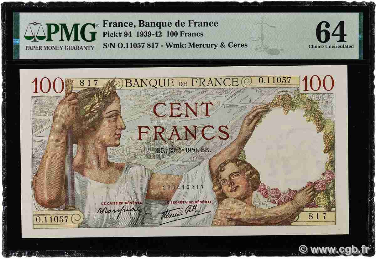 100 Francs SULLY FRANCE 1940 F.26.30 UNC-
