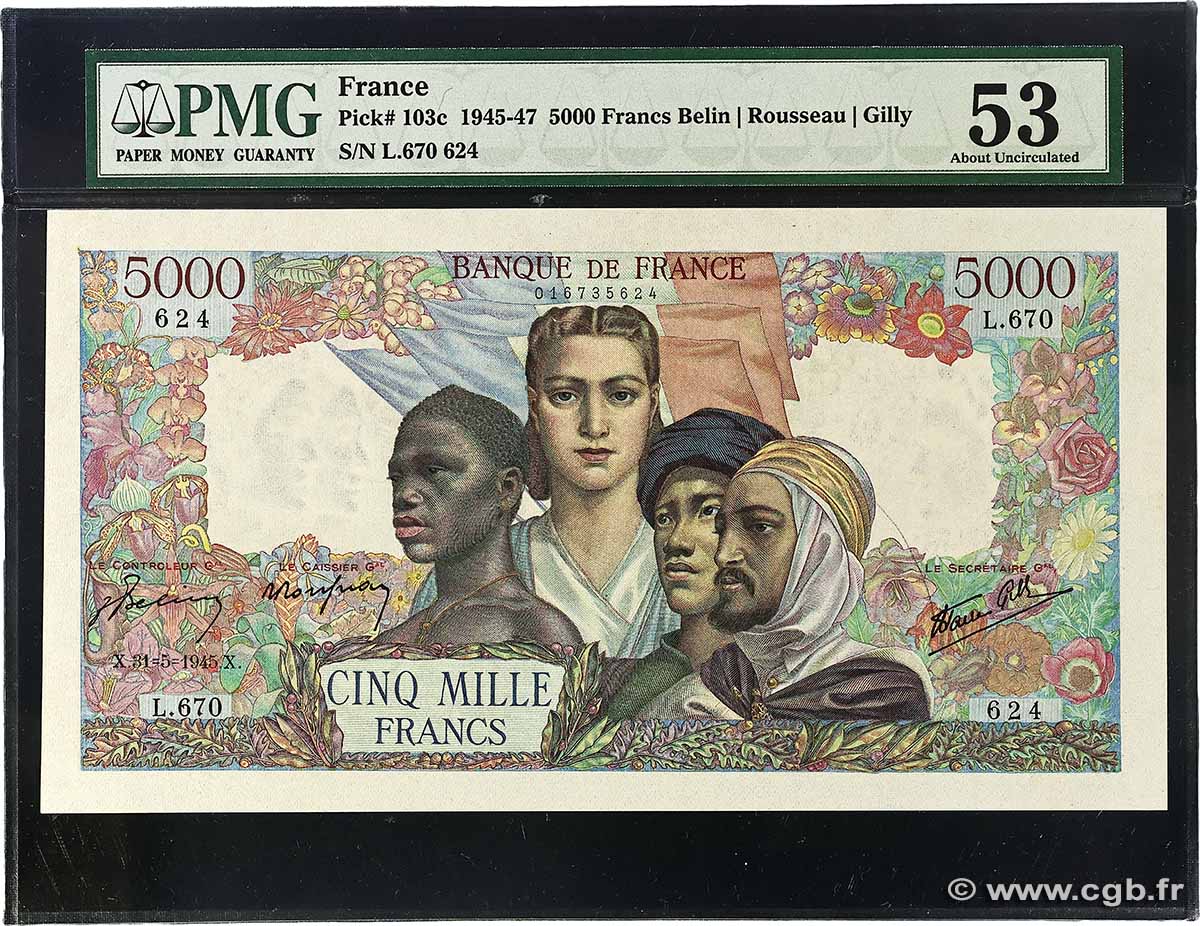 5000 Francs EMPIRE FRANÇAIS FRANCE 1945 F.47.28 XF+