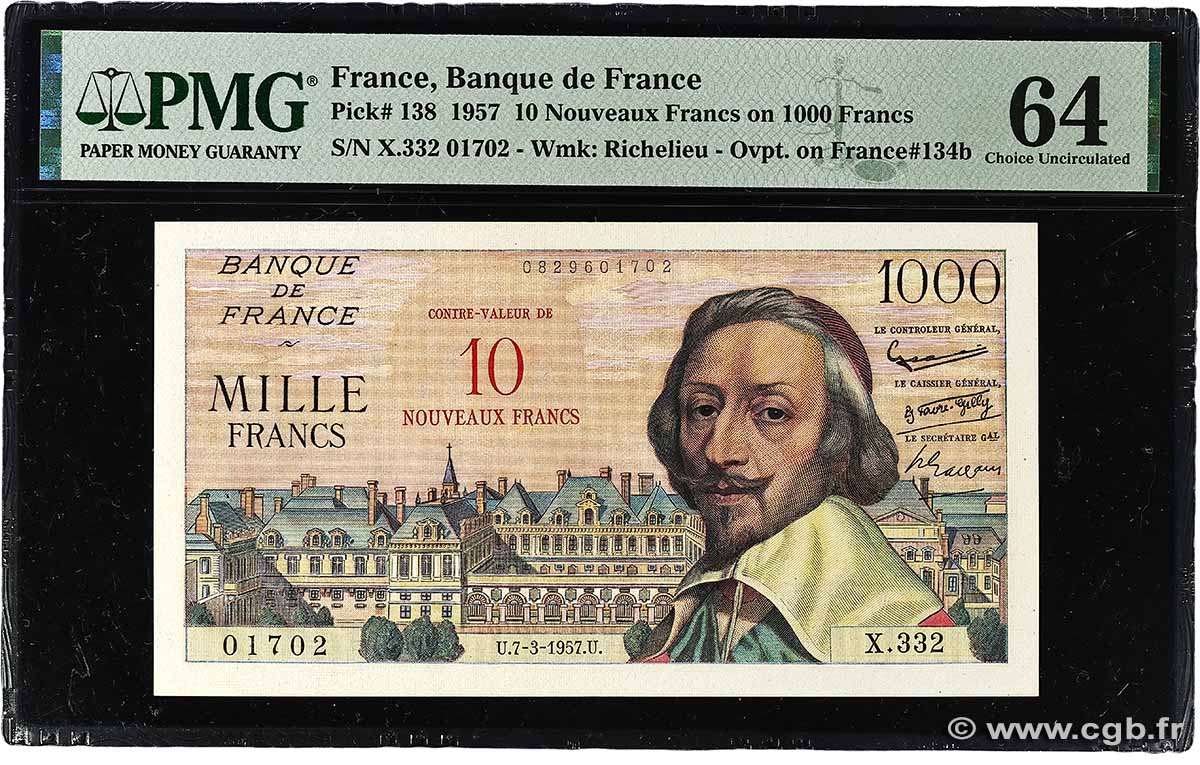 10 NF sur 1000 Francs RICHELIEU FRANCE 1957 F.53.01 UNC-