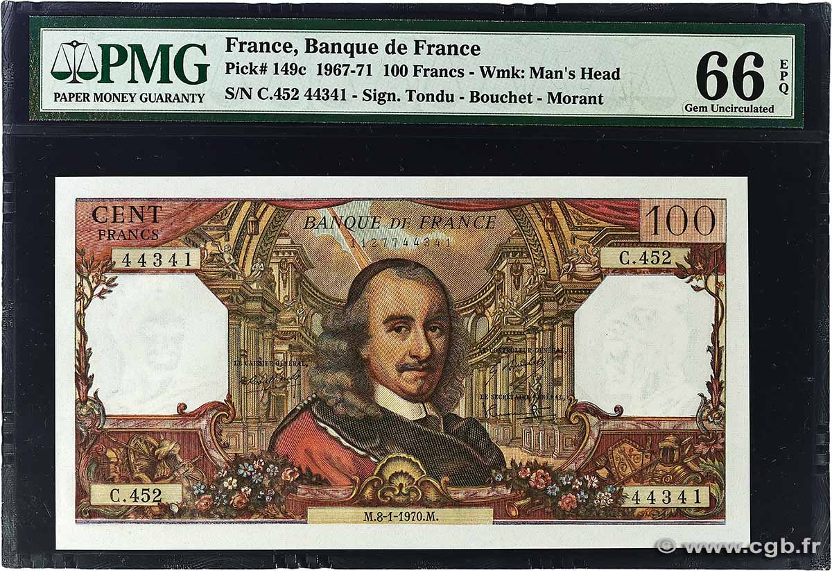 100 Francs CORNEILLE FRANCE 1970 F.65.29 UNC