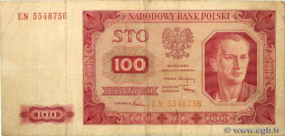 100 Zlotych POLAND 1948 P.139a F