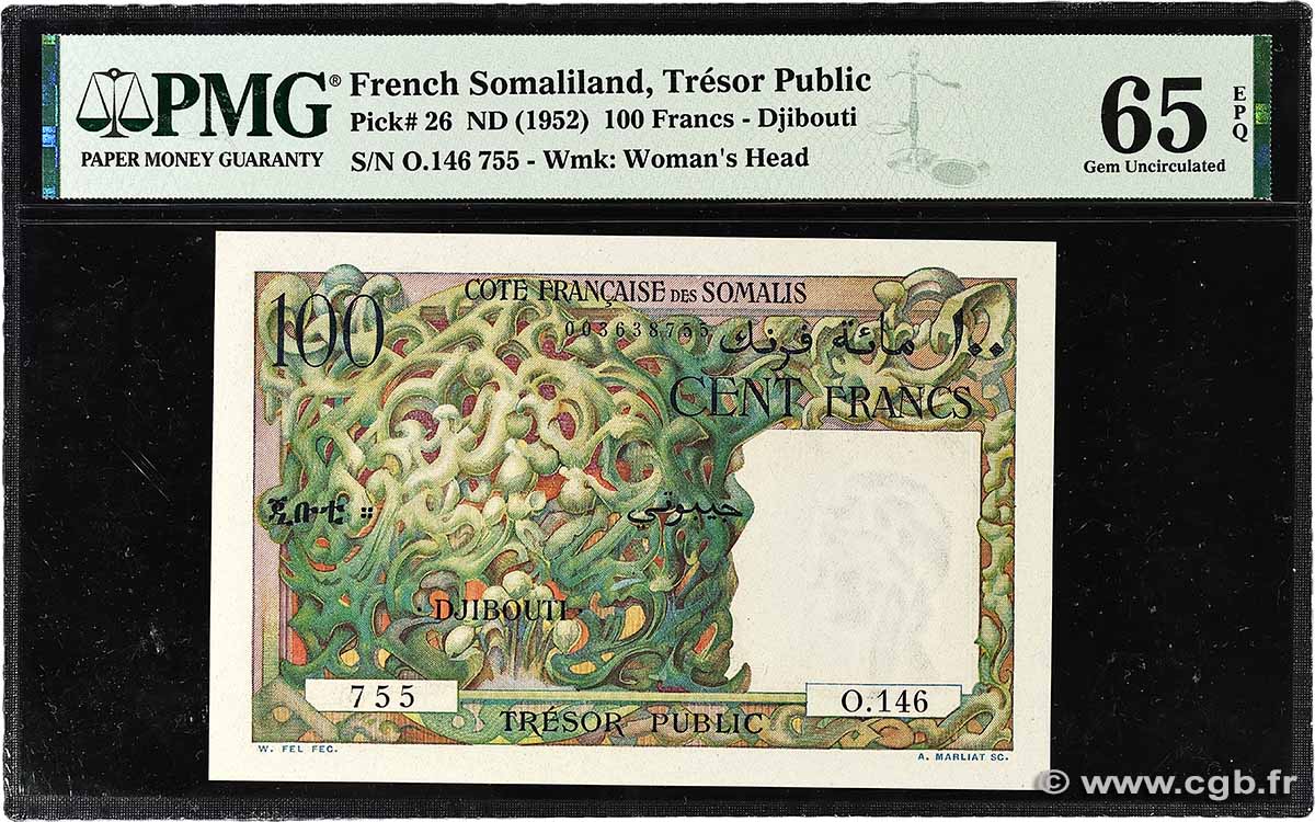 100 Francs DJIBOUTI 1952 P.26 NEUF