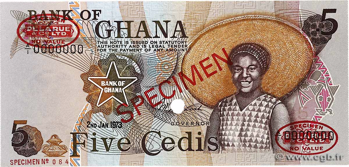 5 Cedis Spécimen GHANA 1973 P.15as NEUF
