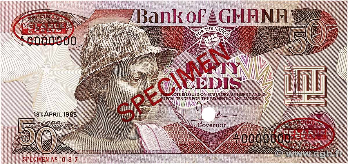 50 Cedis Spécimen GHANA 1983 P.25cs NEUF