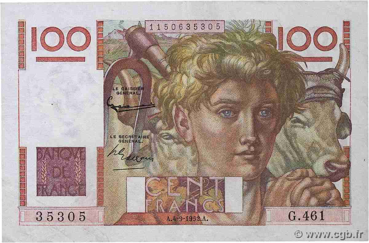 100 Francs JEUNE PAYSAN FRANKREICH 1952 F.28.33 SS