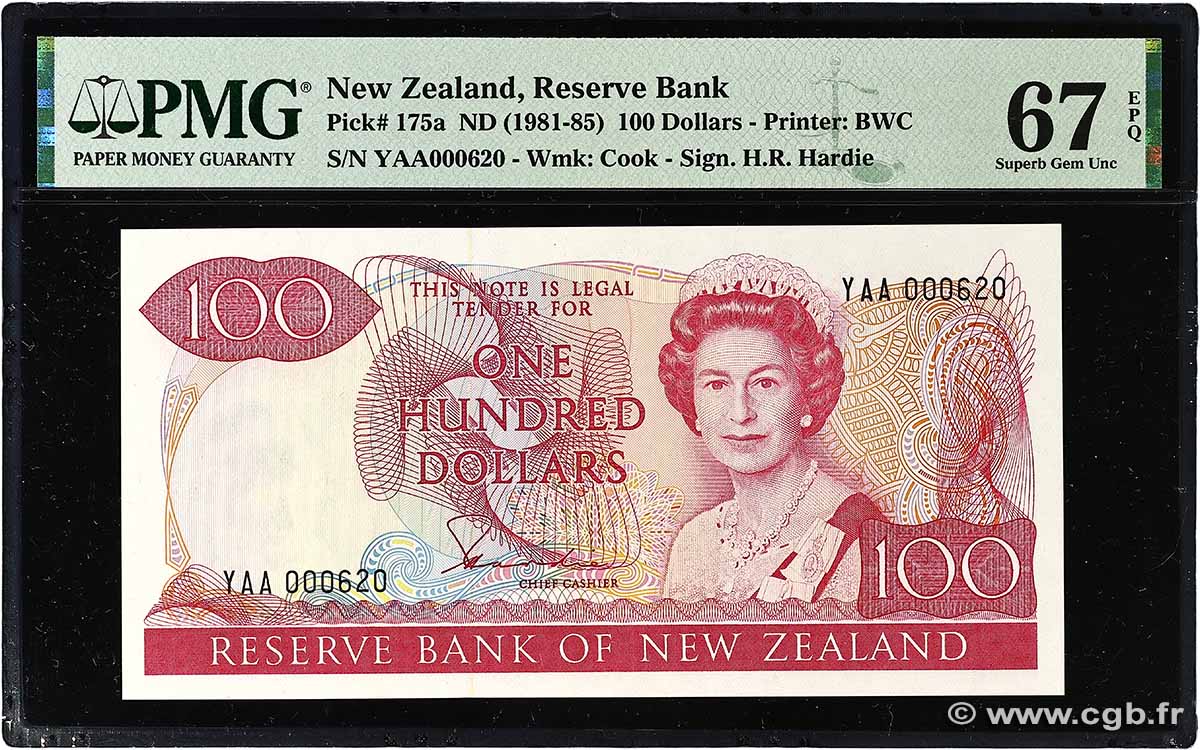 100 Dollars Petit numéro NEW ZEALAND 1981 P.175a UNC