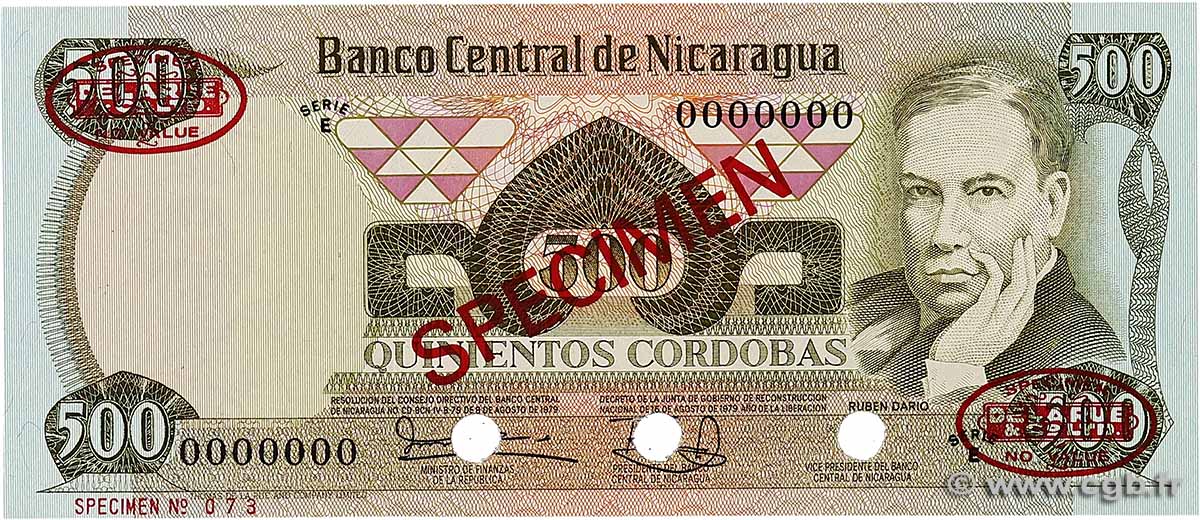500 Cordobas Spécimen NICARAGUA 1979 P.138s NEUF