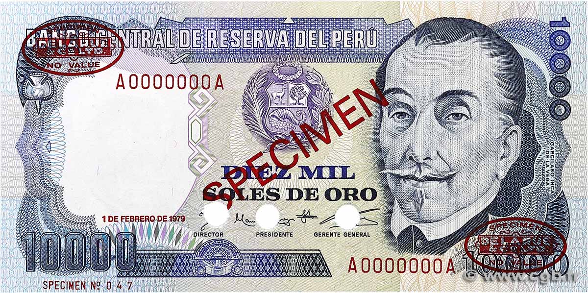 10000 Soles de Oro Spécimen PÉROU 1979 P.120s NEUF