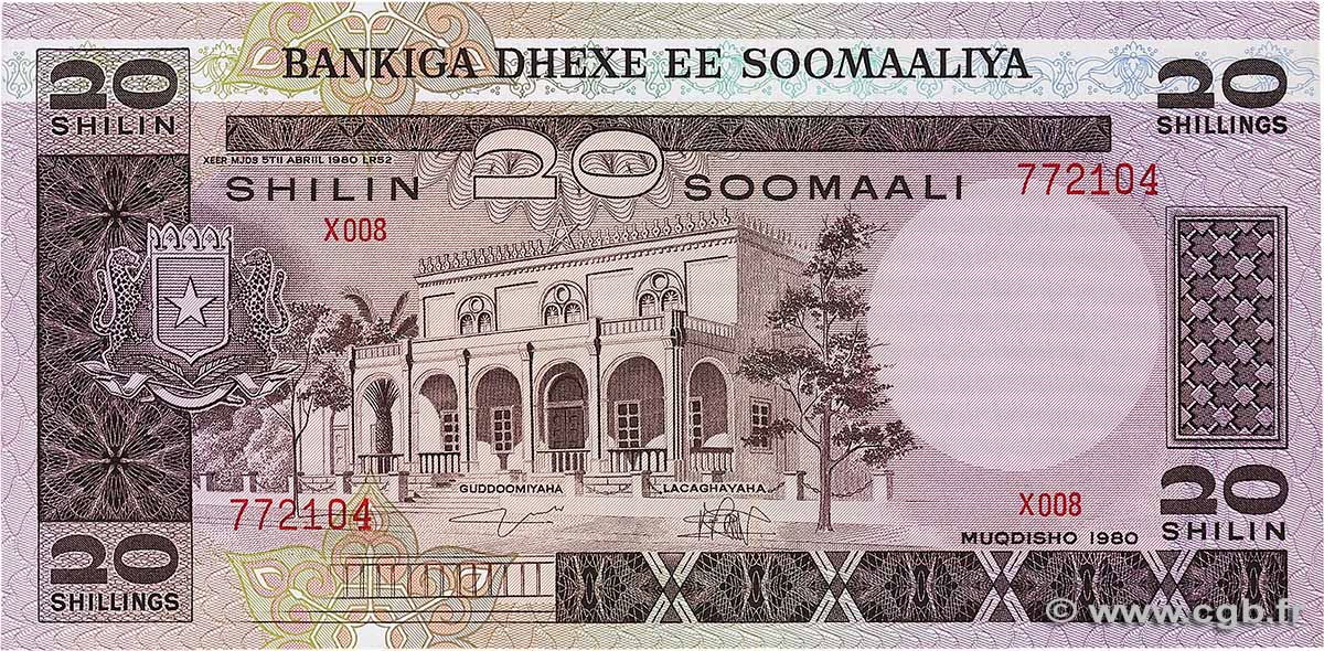 20 Shilin = 20 Shillings SOMALIE 1980 P.27 SPL+