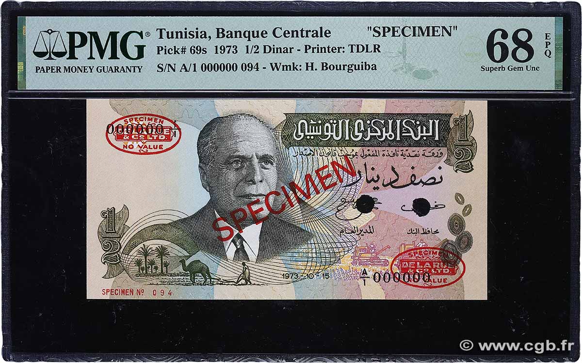 1/2 Dinar Spécimen TUNISIE 1973 P.69s NEUF