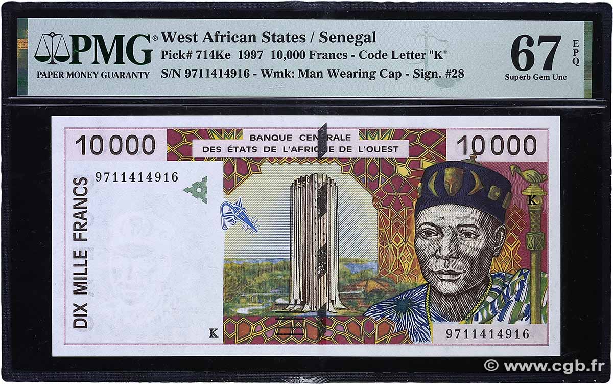 10000 Francs WEST AFRICAN STATES 1997 P.714Ke UNC