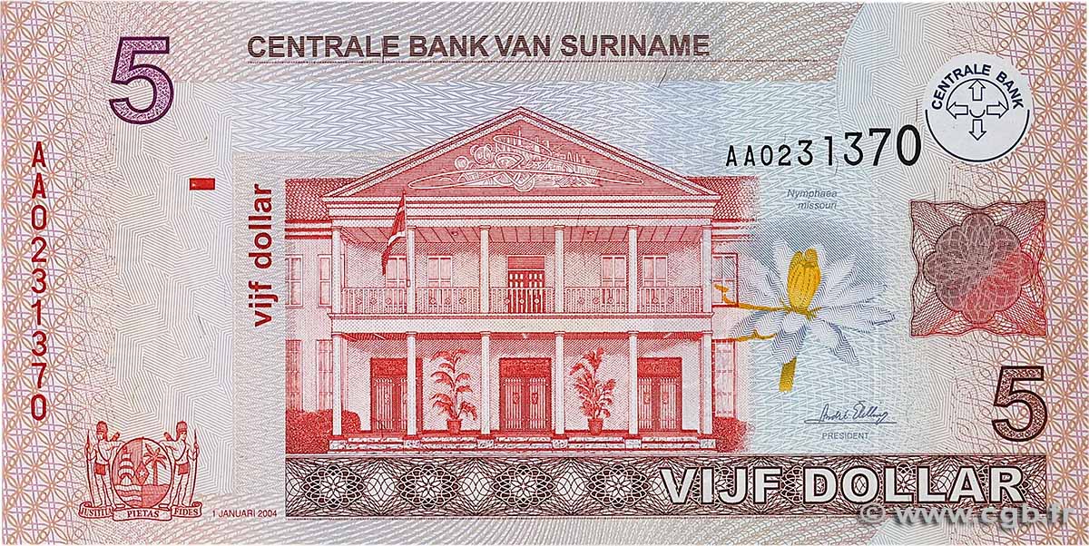 5 Dollars SURINAM 2004 P.157a NEUF