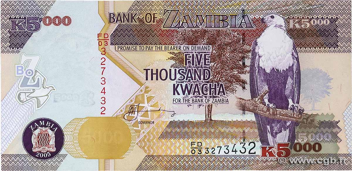 5000 Kwacha SAMBIA 2005 P.45b ST