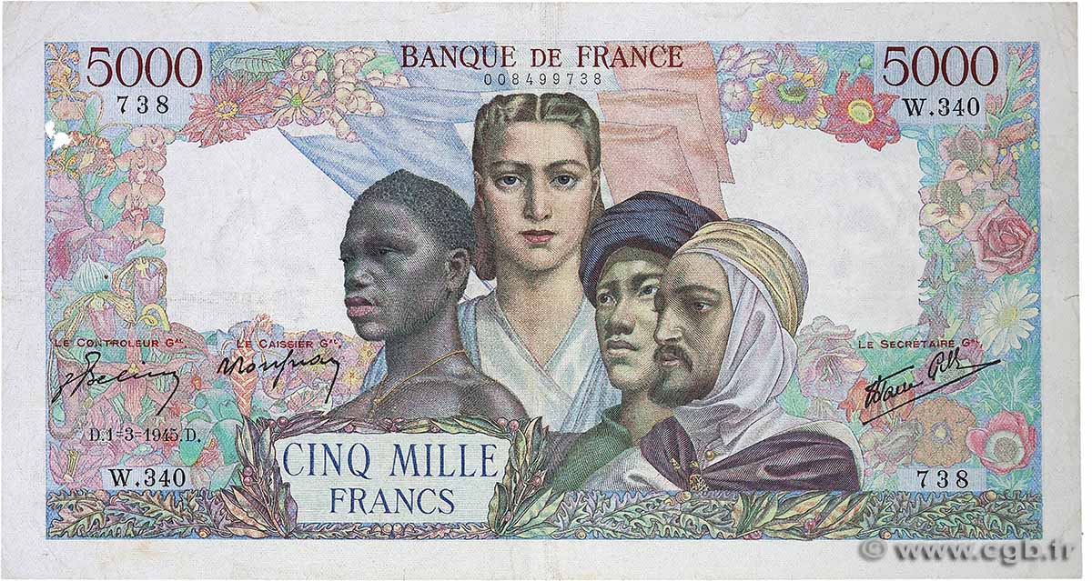 5000 Francs EMPIRE FRANÇAIS FRANCE 1945 F.47.15 TB+