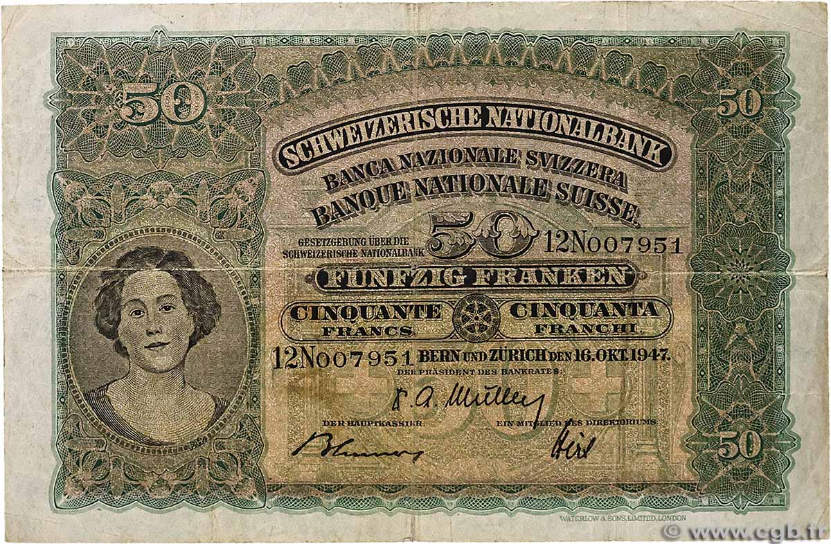 50 Francs SUISSE 1947 P.34o TB+