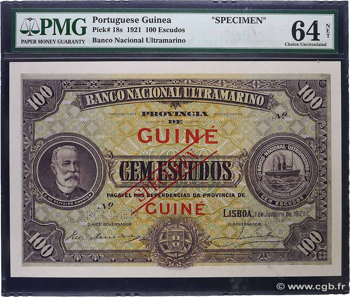 100 Escudos Spécimen GUINÉE PORTUGAISE 1921 P.018s pr.NEUF