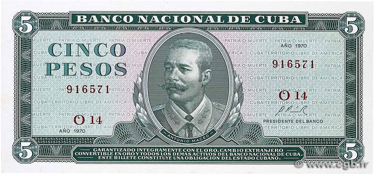 5 Pesos CUBA 1970 P.103b UNC