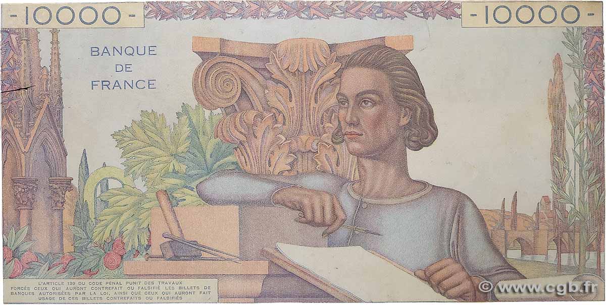 10000 Francs GÉNIE FRANÇAIS Épreuve FRANCE 1945 F.50.00E XF