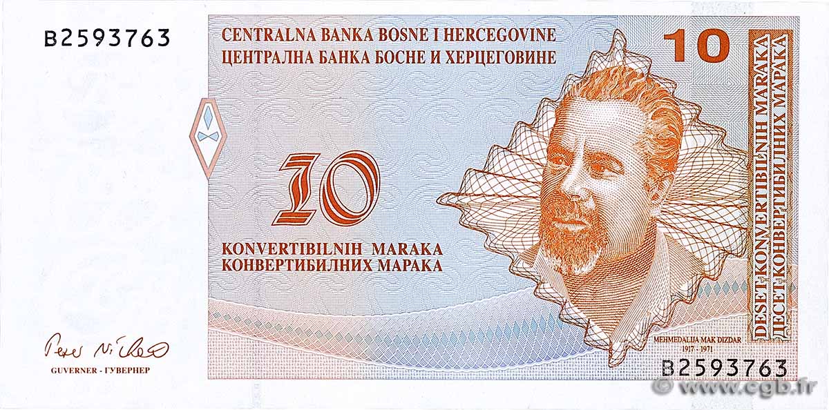 10 Convertible Maraka BOSNIA HERZEGOVINA 1998 P.063a AU+