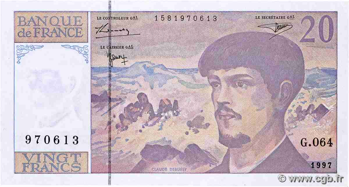 20 Francs DEBUSSY Modifié FRANCE 1997 F.66ter.02-64 VF