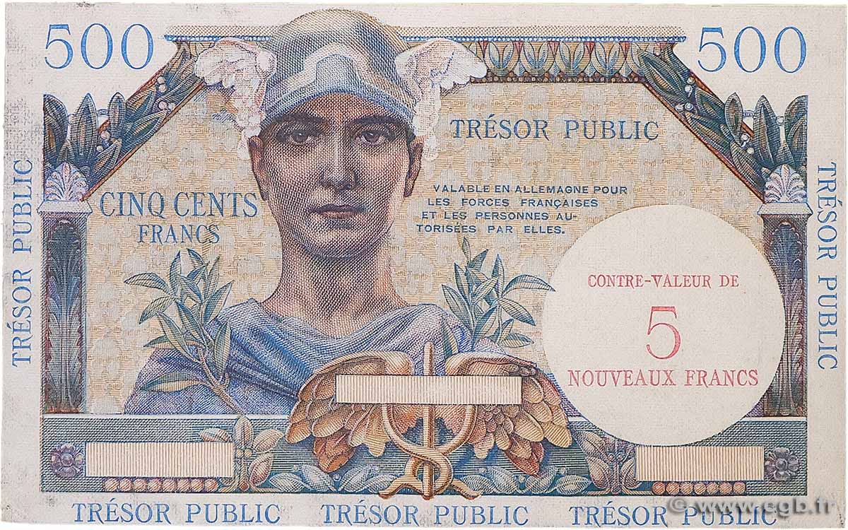 5NF sur 500 Francs TRÉSOR PUBLIC Épreuve FRANCE 1960 VF.37.00Ed1 UNC