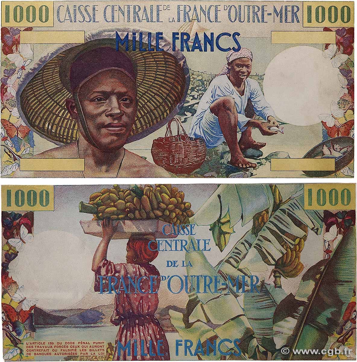 1000 Francs pêcheur Épreuve MARTINIQUE 1955 P.35 AU