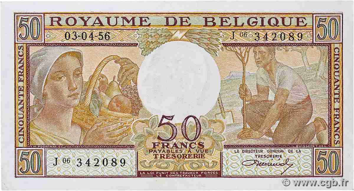50 Francs BÉLGICA 1956 P.133b MBC+