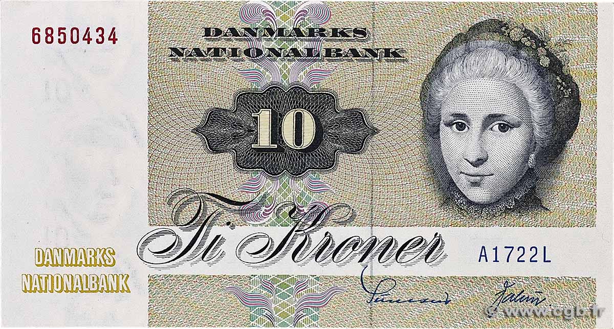 10 Kroner DENMARK 1972 P.048a XF+