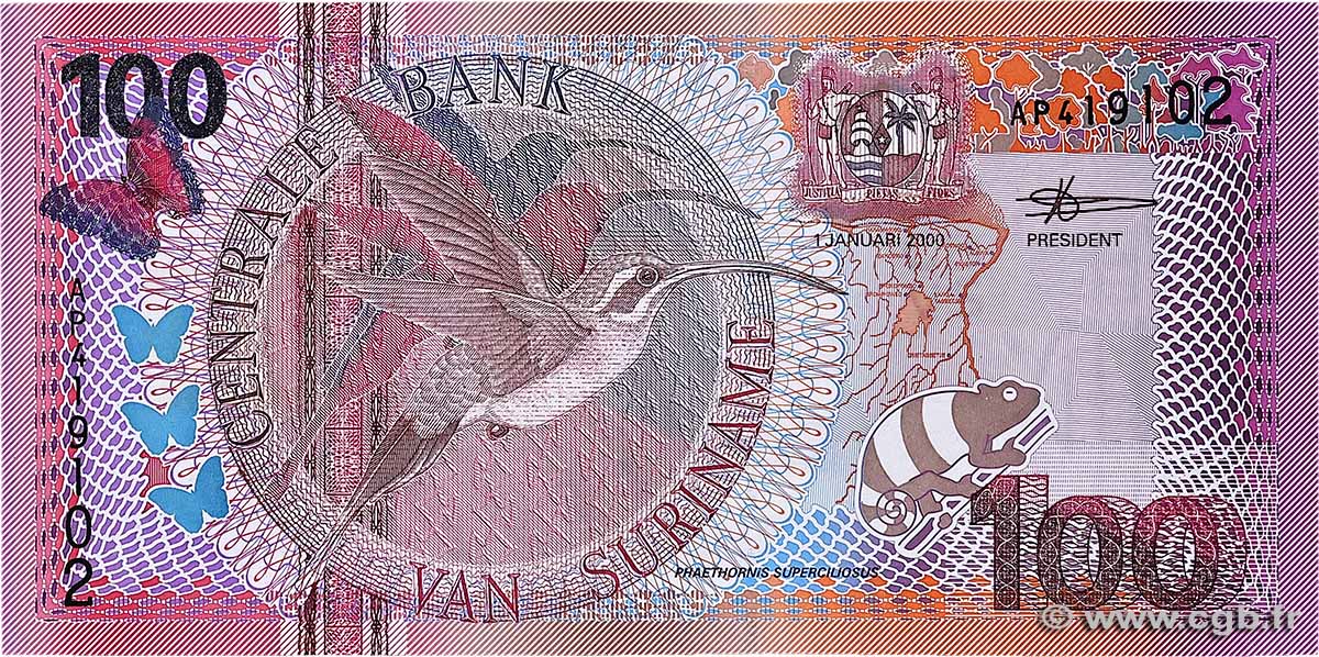 100 Gulden SURINAM 2000 P.149 SC+