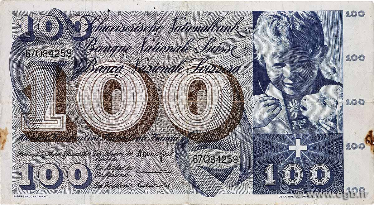 100 Francs SUISSE 1967 P.49i F+