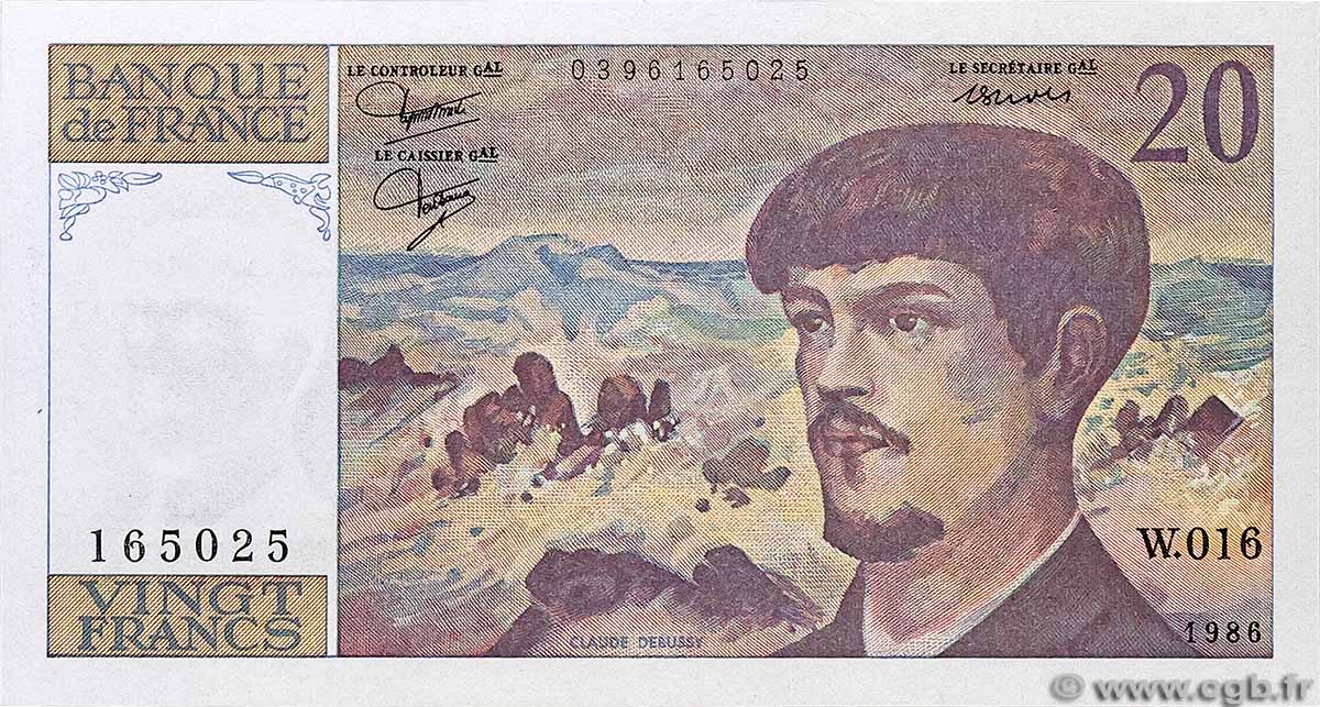 20 Francs DEBUSSY FRANCE 1986 F.66.07W16 pr.NEUF