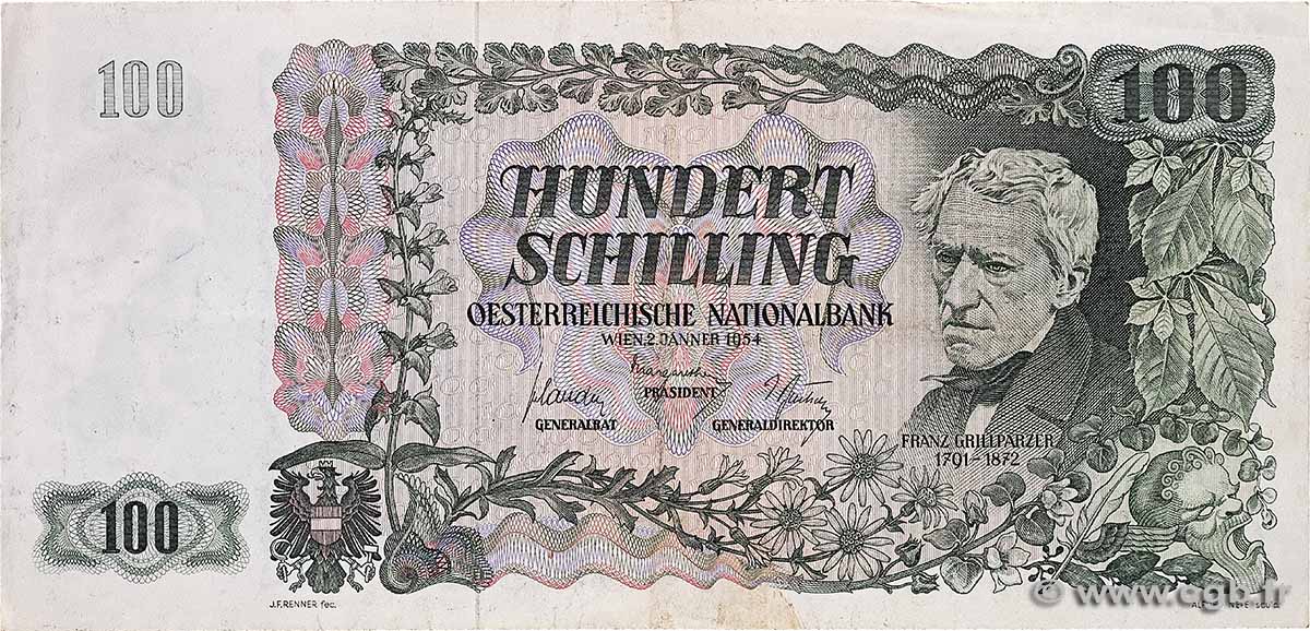 100 Schilling AUSTRIA 1954 P.133 VF